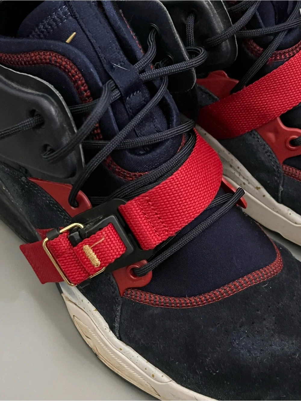 Nike Navy, Red & Gold Strap High-Top Athletic Sneakers